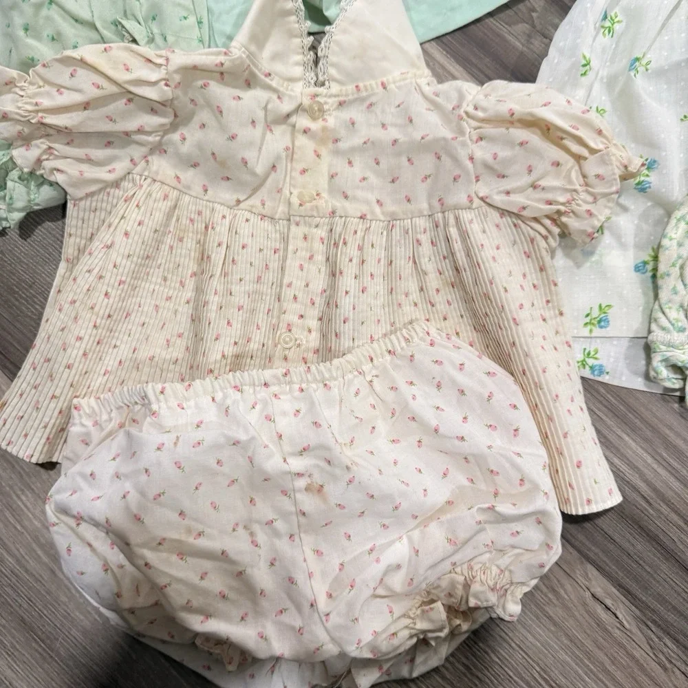 Vtg 50s 60s Baby Girl boy Clothing Lot Dresses Diaper Covers Lace Floral AS IS